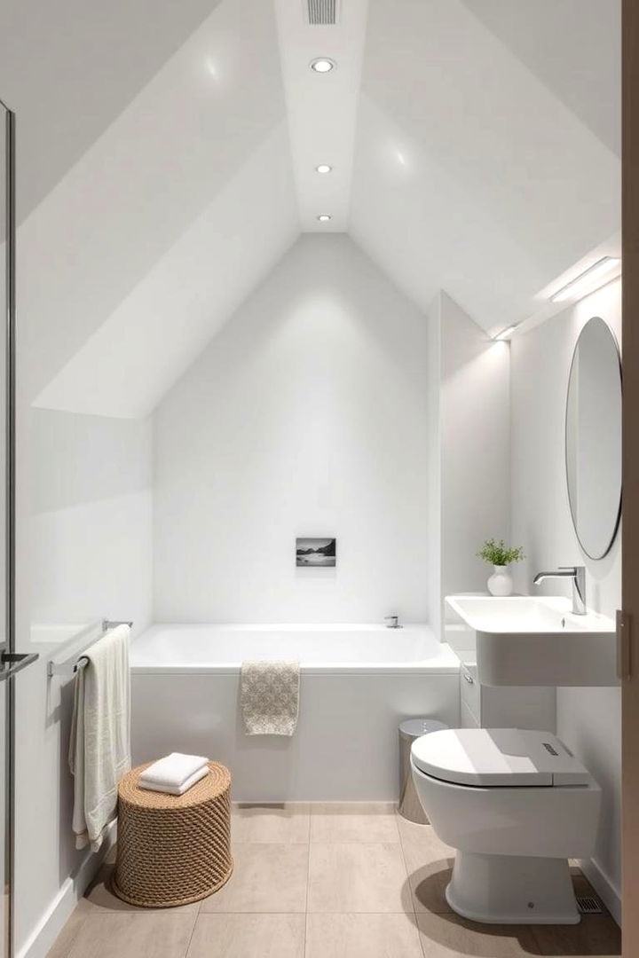 Modern Minimalism Attic Bathroom - Attic Bathroom Ideas for Space-Efficient Luxury
