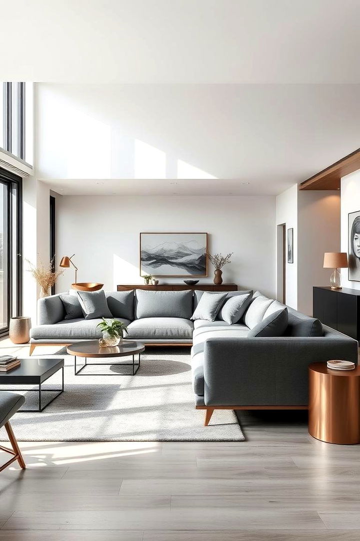Modern Minimalism in Grey Sectional Living Rooms - Grey Sectional Living Room Ideas for Spacious Comfort