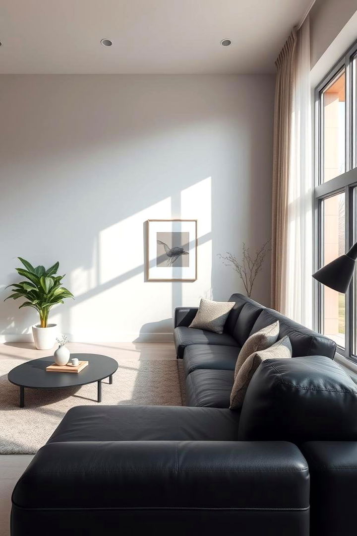 Modern Minimalism with a Black Couch - Stylish Black Couch Living Room Design Concepts