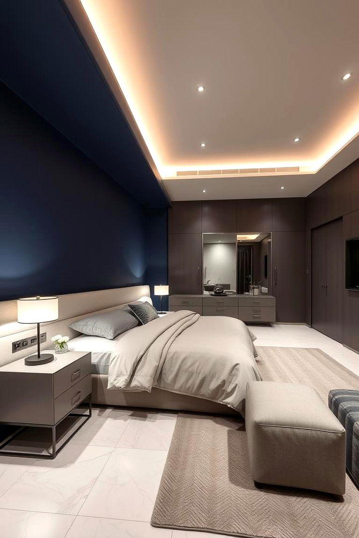 Modern Minimalist Ambiance - Navy & Grey Bedroom Ideas: Bold and Serene Design Inspiration