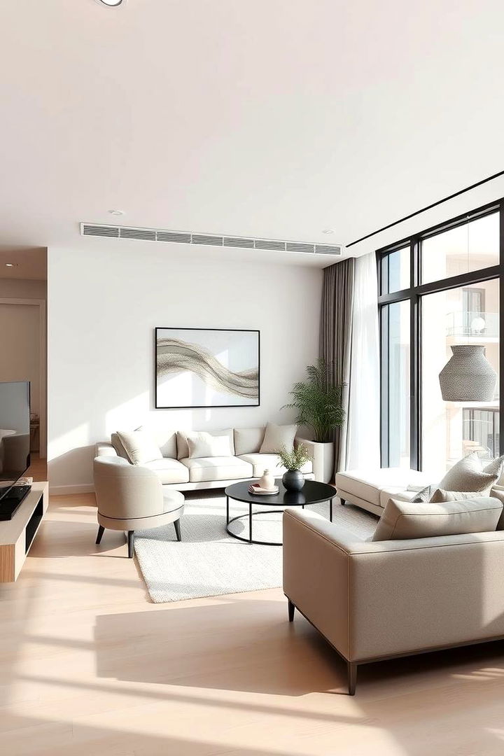 Modern Minimalist Ambiance - Condo Living Room Ideas for Stylish Small Space Living