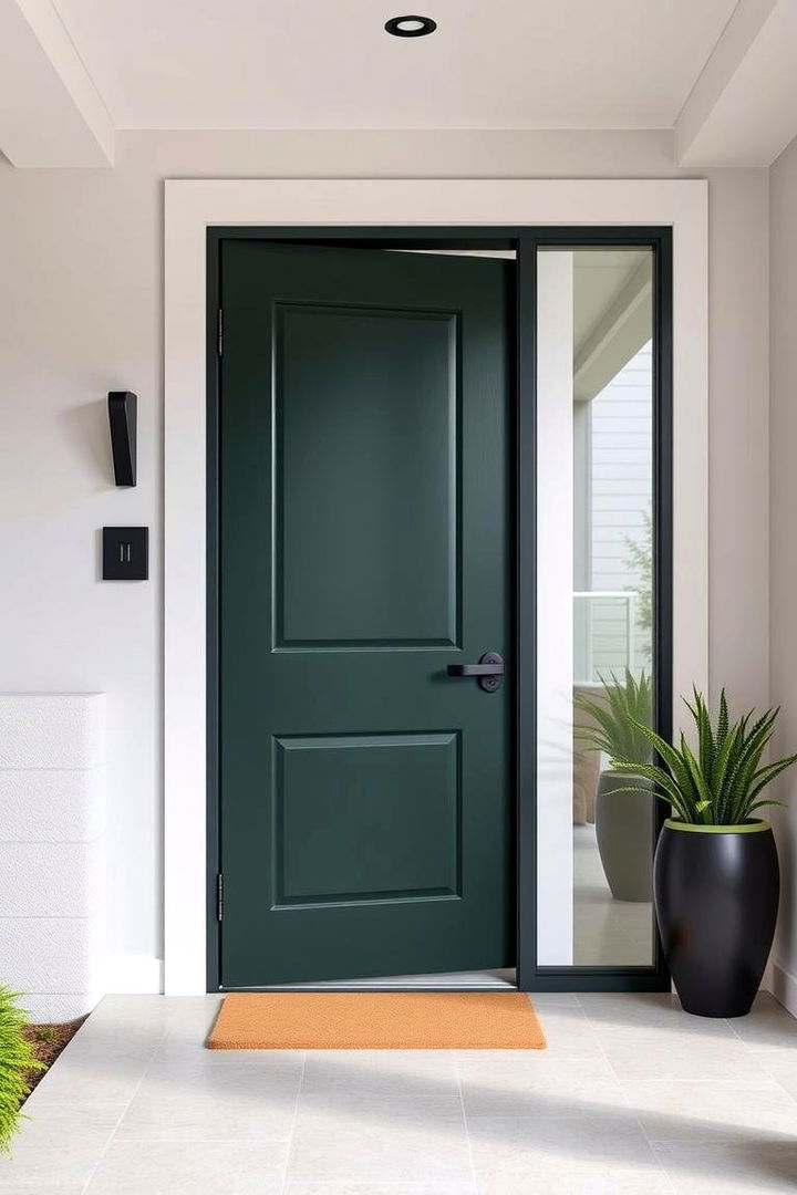 Modern Minimalist Approach - Dark Green Front Door Ideas for an Inviting Entryway