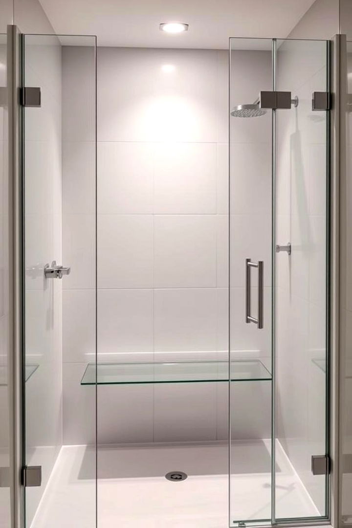 Modern Minimalist Bench Elegance - Functional Walk-In Shower Ideas With Bench Seating