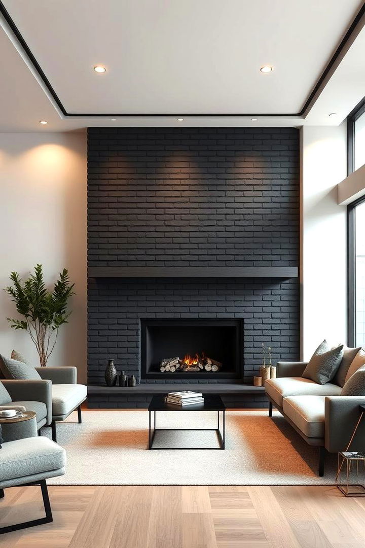 Modern Minimalist Black Brick Fireplace - Modern Black Brick Fireplace Design Inspirations