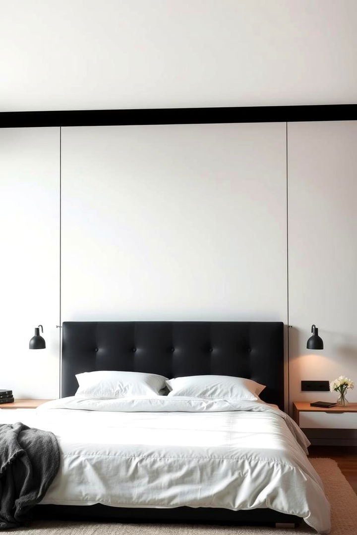 Modern Minimalist Black Headboard - Dramatic Black Headboard Ideas for Bedroom Statement