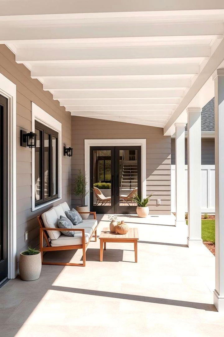 Modern Minimalist Charm - Shed Roof Porch Design Ideas to Enhance Outdoor Living