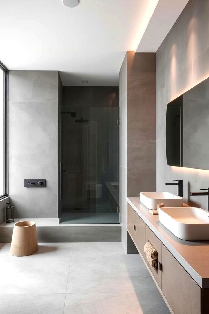Modern Minimalist Concrete Bathroom - Concrete Bathroom Ideas: Modern Industrial Chic Spaces