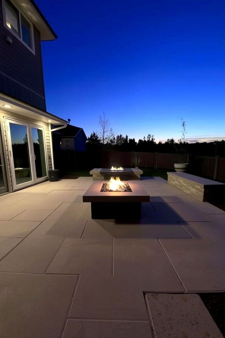 Modern Minimalist Concrete Oasis - Concrete Patio Fire Pit Ideas for Cozy Outdoor Gatherings