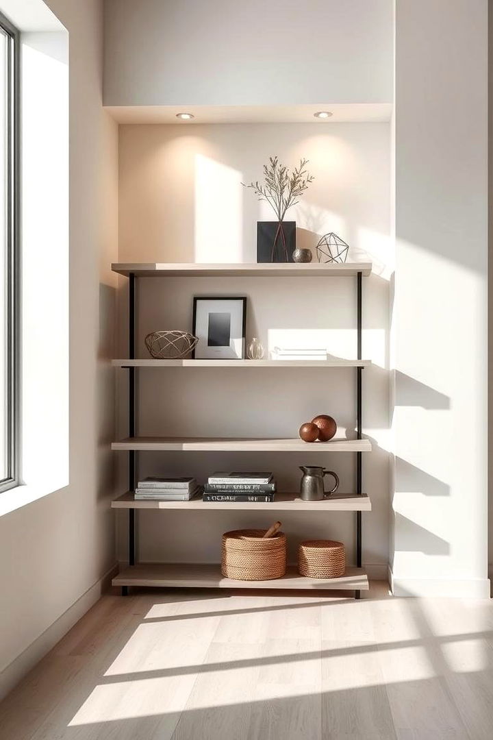 Modern Minimalist Corner Shelf Design - Space-Saving Corner Shelf Ideas for Organized Home Storage