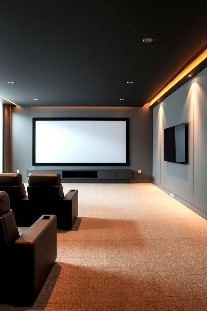 Modern Minimalist Design - Basement Home Theater Ideas for Movie Night Perfection