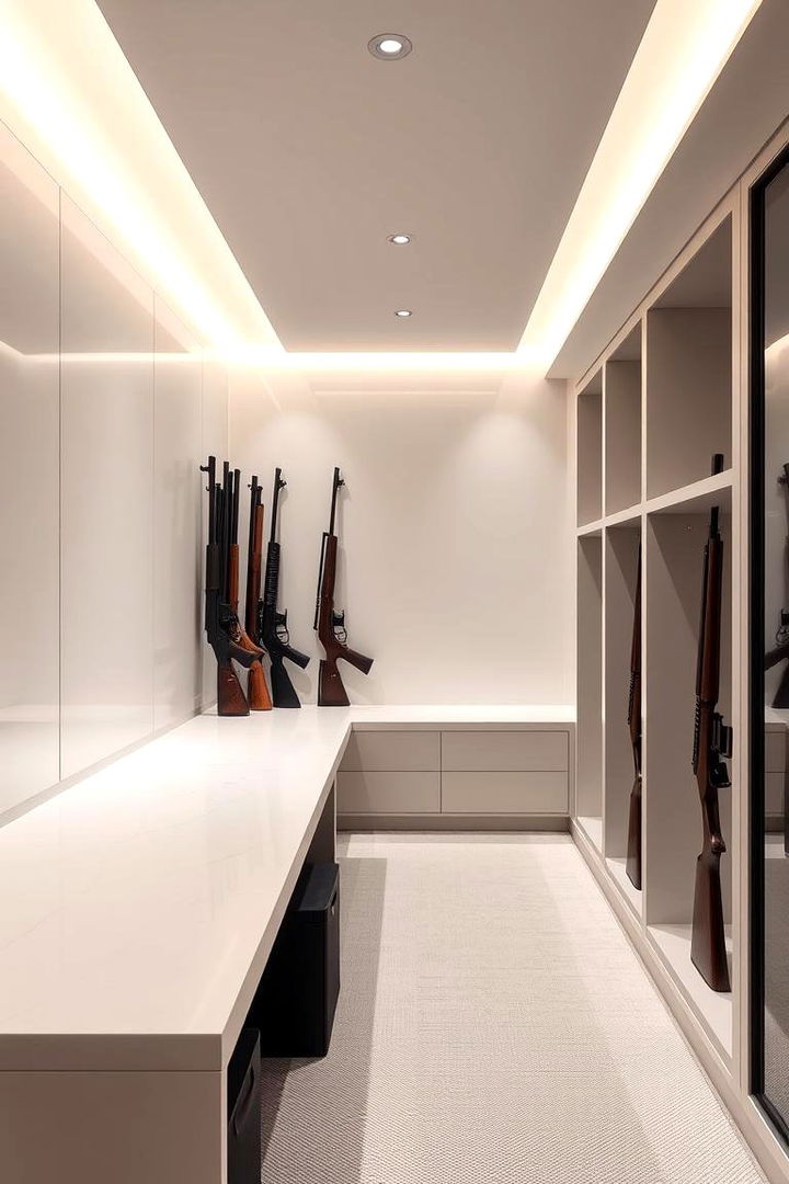 Modern Minimalist Design - Secure Gun Room Storage and Display Ideas