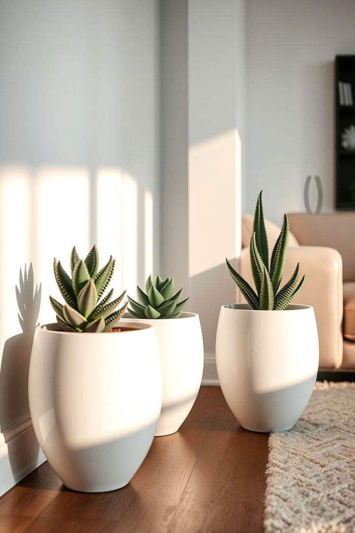 Modern Minimalist Display - Stunning Potted Plant Arrangement Ideas for Indoor Gardens