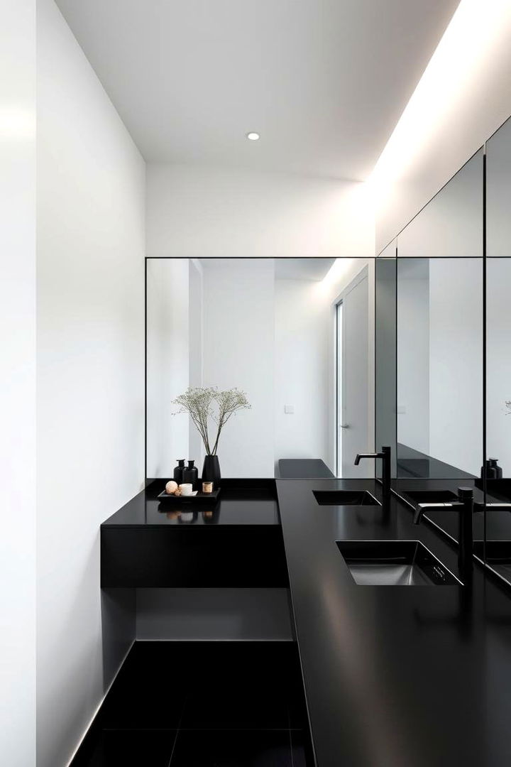 Modern Minimalist Elegance - Bathroom Designs with Black Countertops for Modern Luxury