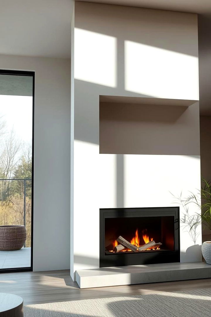 Modern Minimalist Elegance - Floor-to-Ceiling Fireplace Ideas for Cozy Living