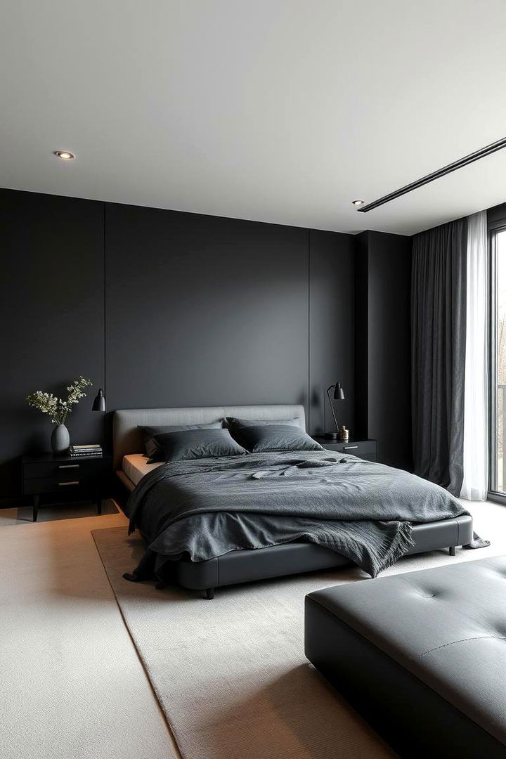 Modern Minimalist Elegance - Dark Grey Bedroom Ideas for a Sophisticated Retreat