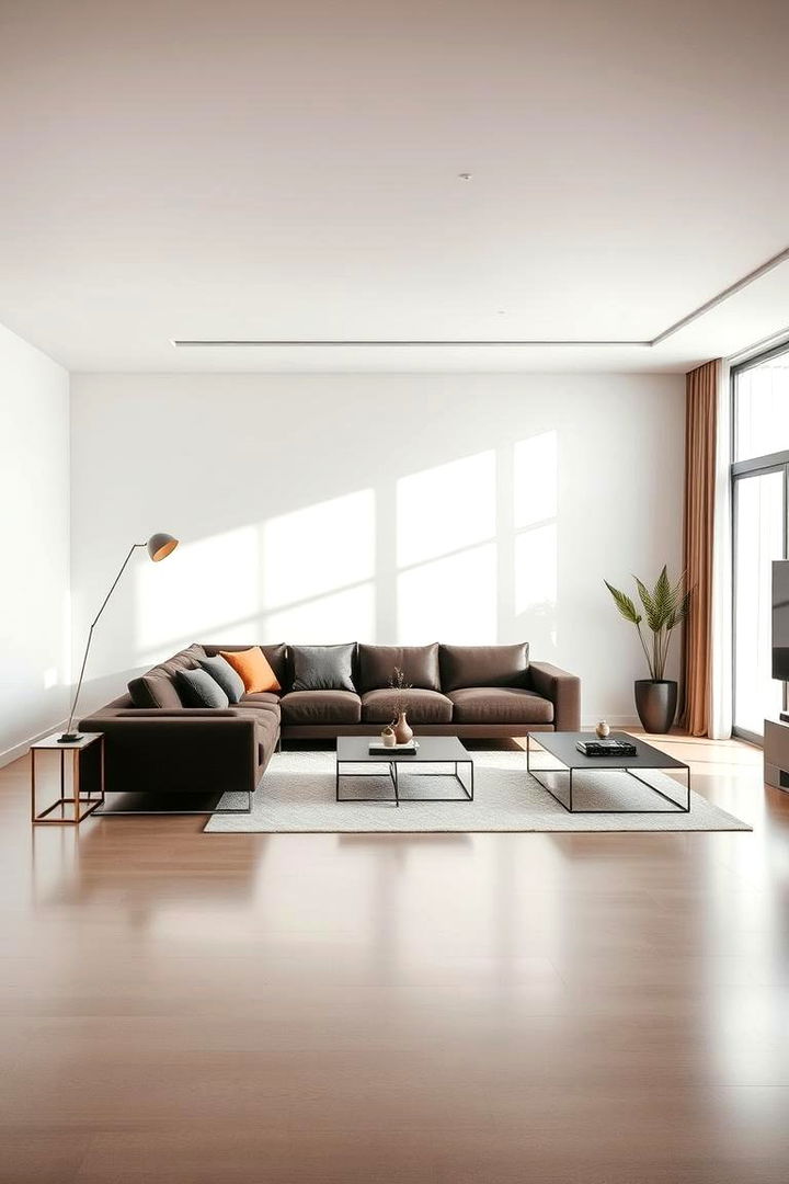 Modern Minimalist Elegance - Dark Brown Couch Living Room Ideas for Warmth