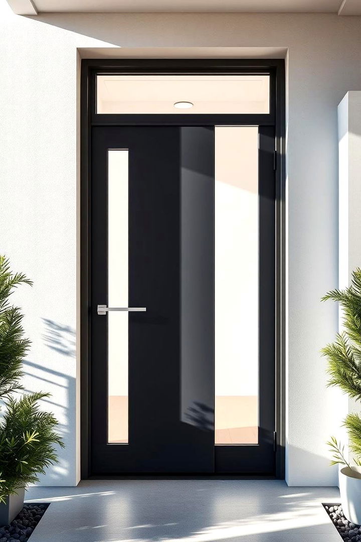 Modern Minimalist Entrance - Dark Gray Front Door Ideas for Modern Curb Appeal