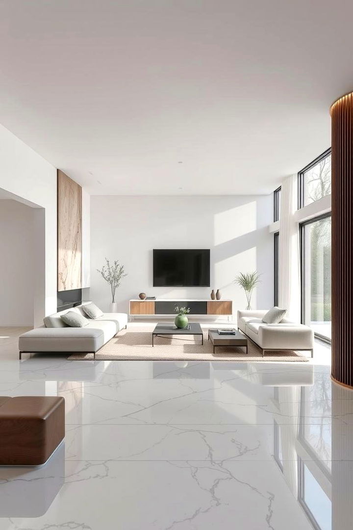 Modern Minimalist Marble - Marble Floor Living Room Ideas: Glossy & Geometric