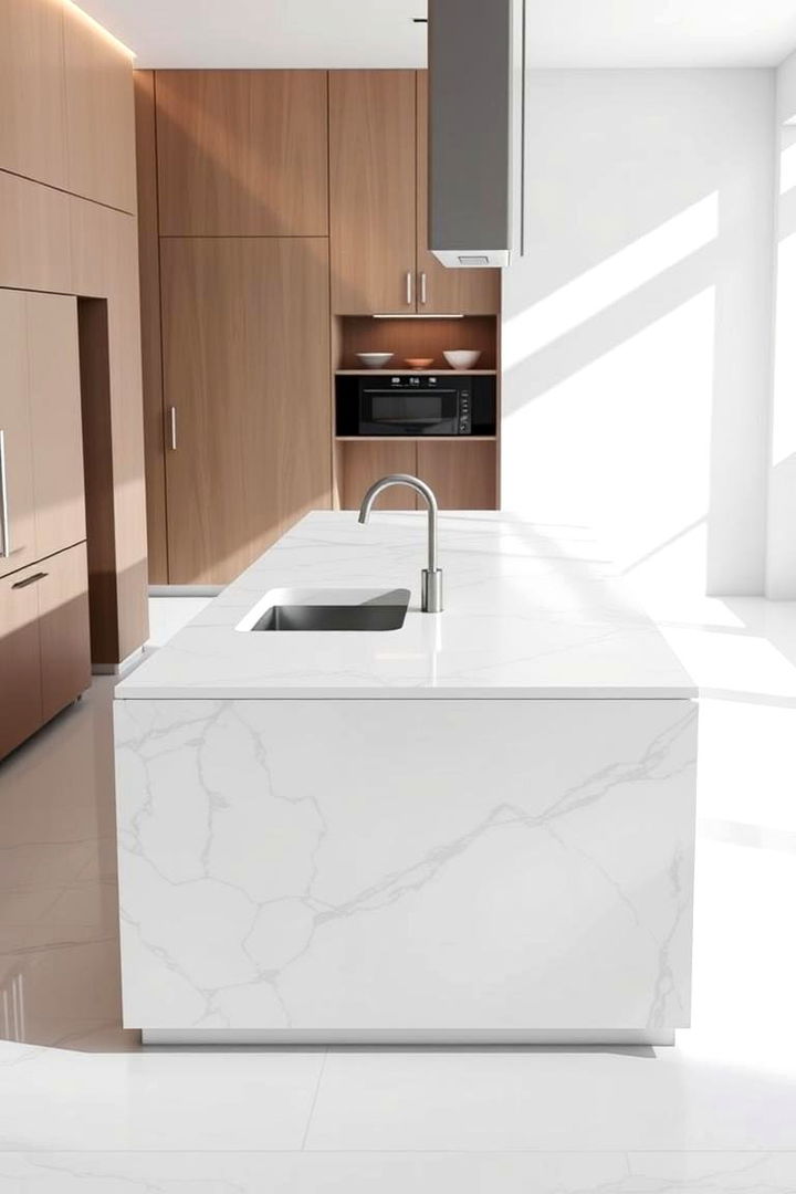 Modern Minimalist Marvel - Stunning Marble Kitchen Island Designs for Modern Homes
