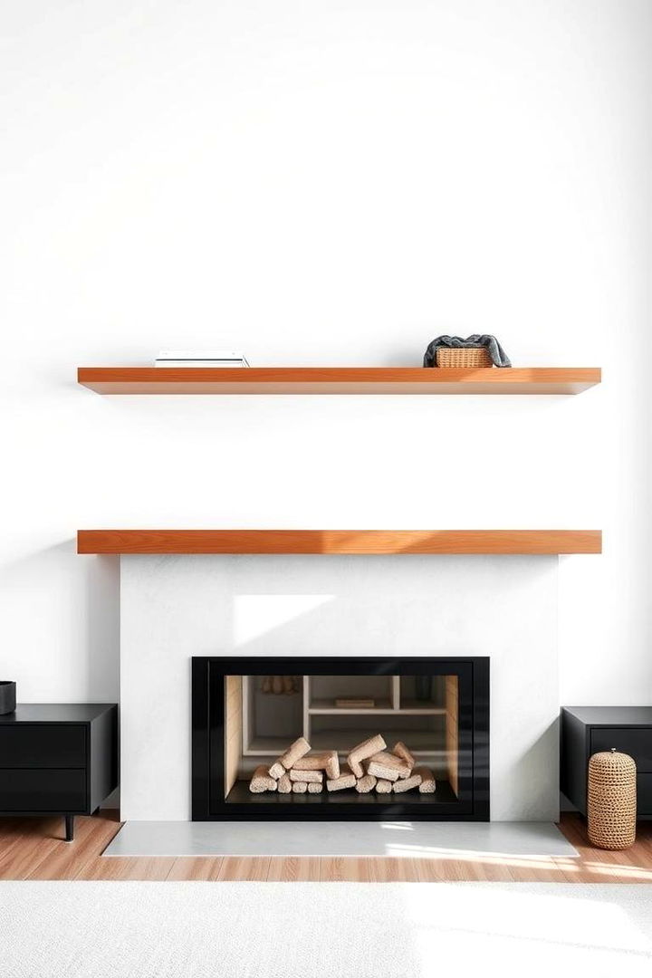 Modern Minimalist Marvels - Modern Fireplace Floating Shelves Design Ideas