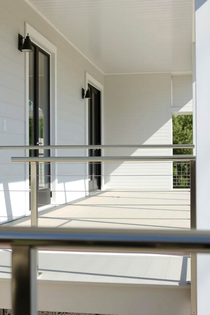 Modern Minimalist Metal Railing - Stylish Porch Railing Ideas to Elevate Your Home's Exterior