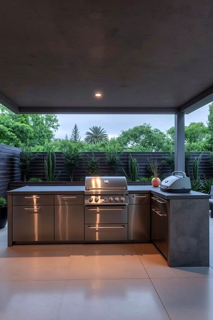 Modern Minimalist Outdoor Kitchen - Luxe Outdoor Kitchen Ideas for High-End Entertaining