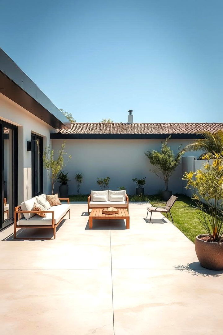 Modern Minimalist Patio Design - Inviting Front Yard Patio Designs & Layout Ideas