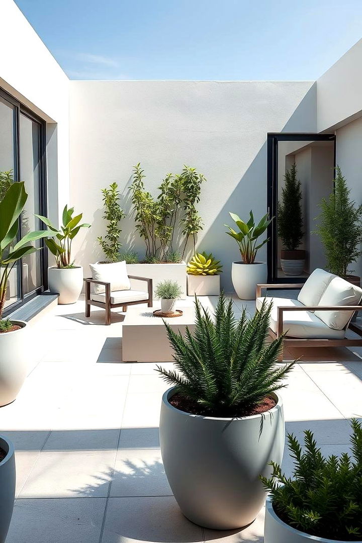 Modern Minimalist Patio Garden - Patio Garden Ideas for Lush Outdoor Greenery and Relaxation