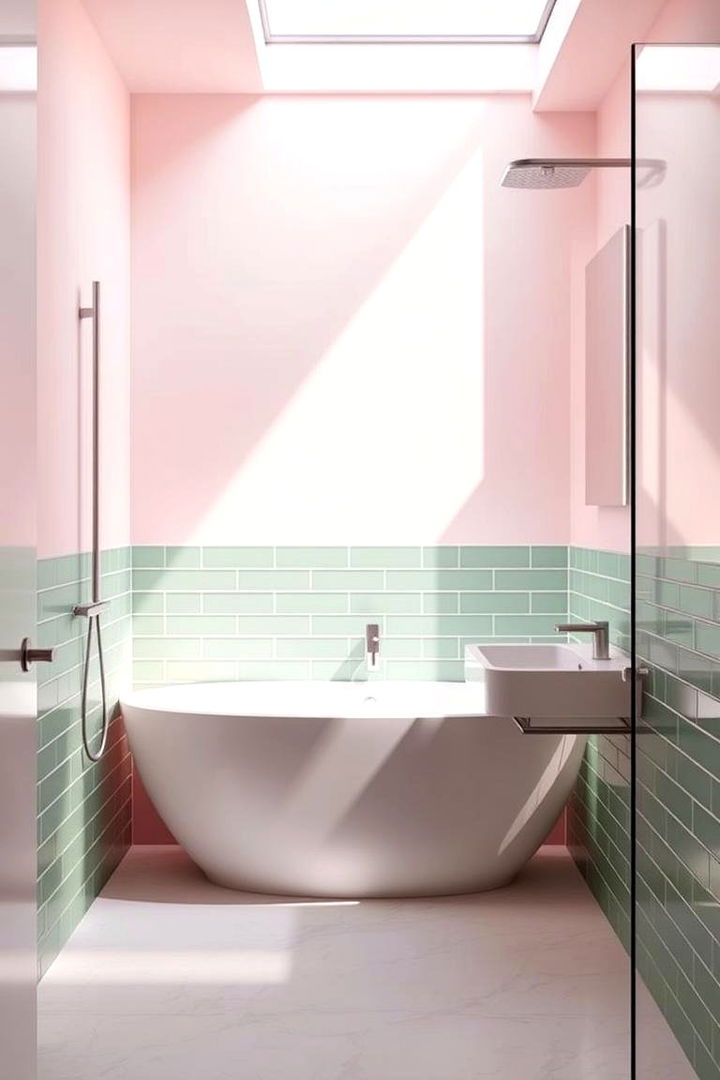 Modern Minimalist Pink and Green Accents - Pink & Green Bathroom Design Ideas for a Vibrant Oasis