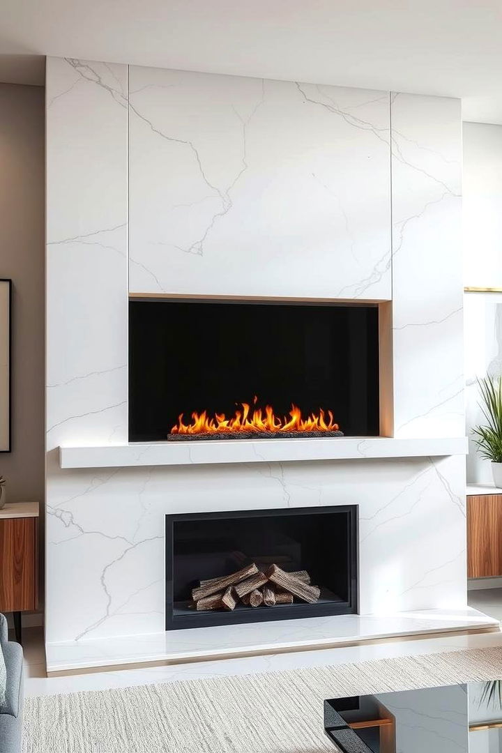 Modern Minimalist Quartz Surround - Stylish Quartz Fireplace Surround Design Ideas
