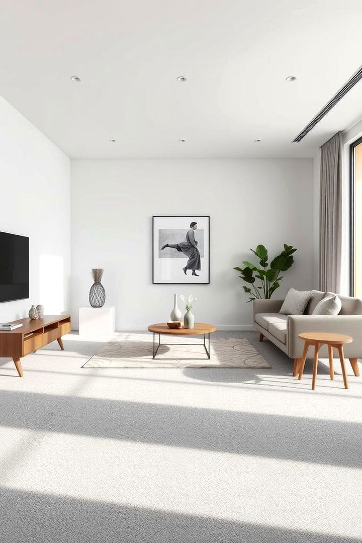 Modern Minimalist Retreat - Grey Carpet Living Room Ideas for Cozy Modern Spaces