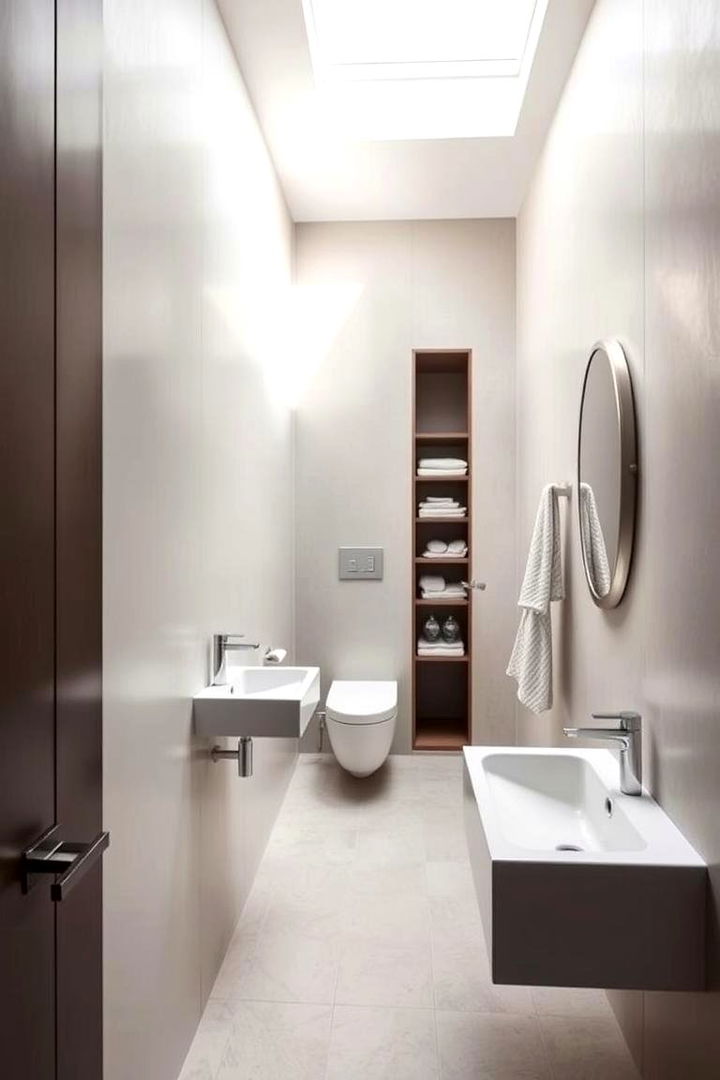 Modern Minimalist Sanctuary - Downstairs Toilet Ideas for Compact Powder Room Solutions