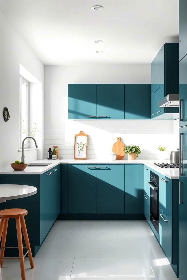 Modern Minimalist Teal and White Kitchen - Fresh Teal & White Kitchen Ideas for a Crisp, Modern Look