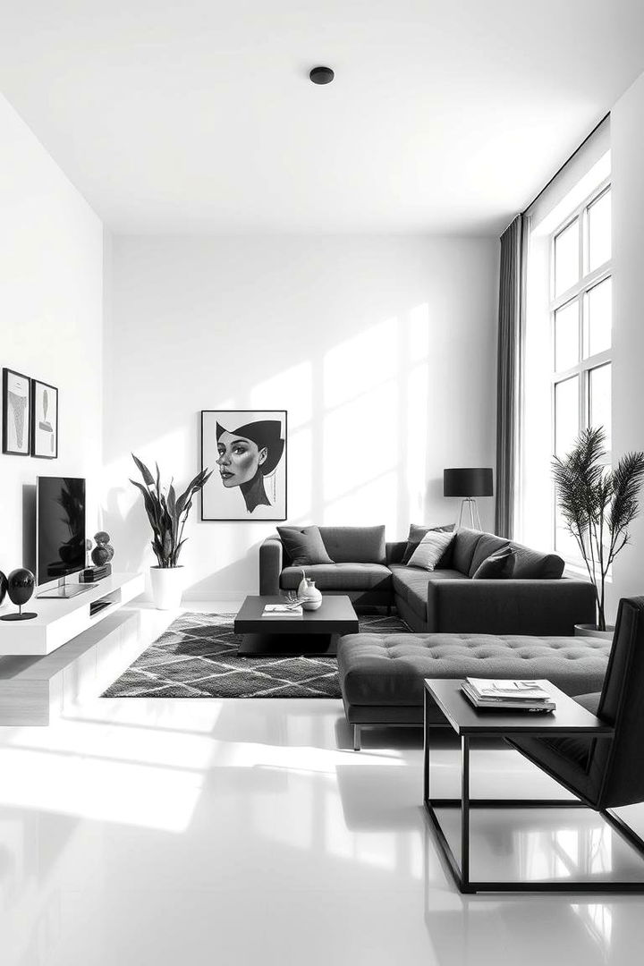 Modern Monochrome Elegance - Timeless Black and White Living Room Decor Ideas
