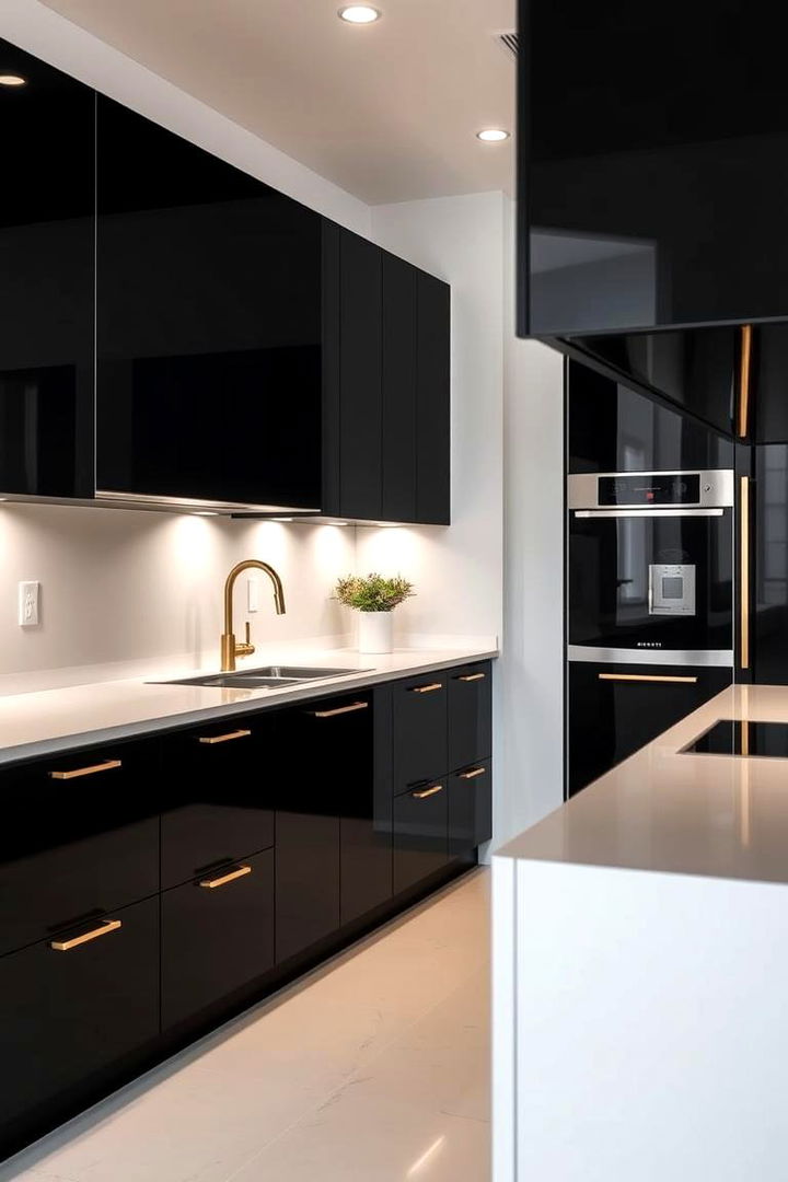 Modern Monochrome Magic - Black, White & Gold Kitchen Ideas for Timeless Elegance