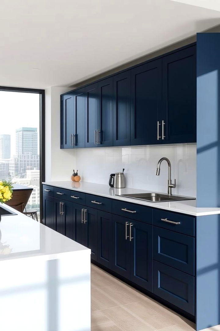 Modern Navy Blue Chic - Navy Blue Kitchen Cabinet Ideas for a Bold Culinary Space