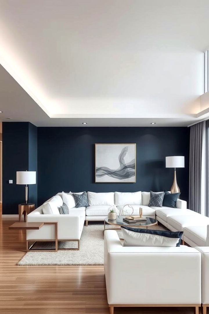 Modern Navy Elegance - Blue Accent Wall Ideas for Bold Interior Spaces