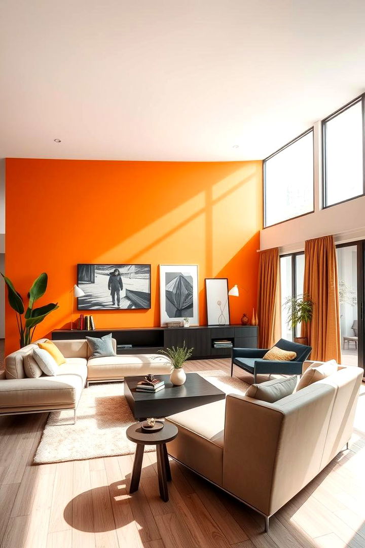 Modern Orange Living Room - Orange Room Design Ideas for Vibrant Modern Spaces