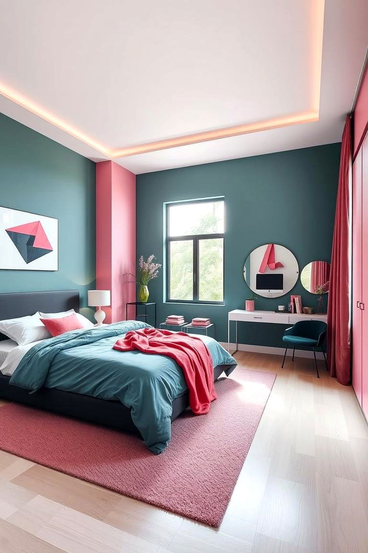 Modern Teal and Pink Oasis - Playful Teal & Pink Bedroom Themes for a Chic Aesthetic
