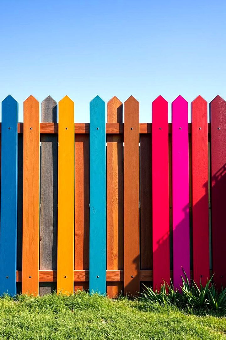 Modern Vibrant Contrasts - Inspiring Fence Painting Ideas for a Vibrant Exterior