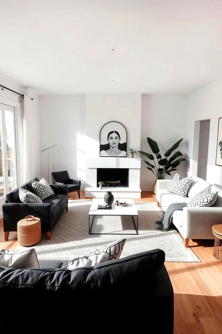 Monochrome Minimalism - Eclectic Black and White Boho Living Room Designs