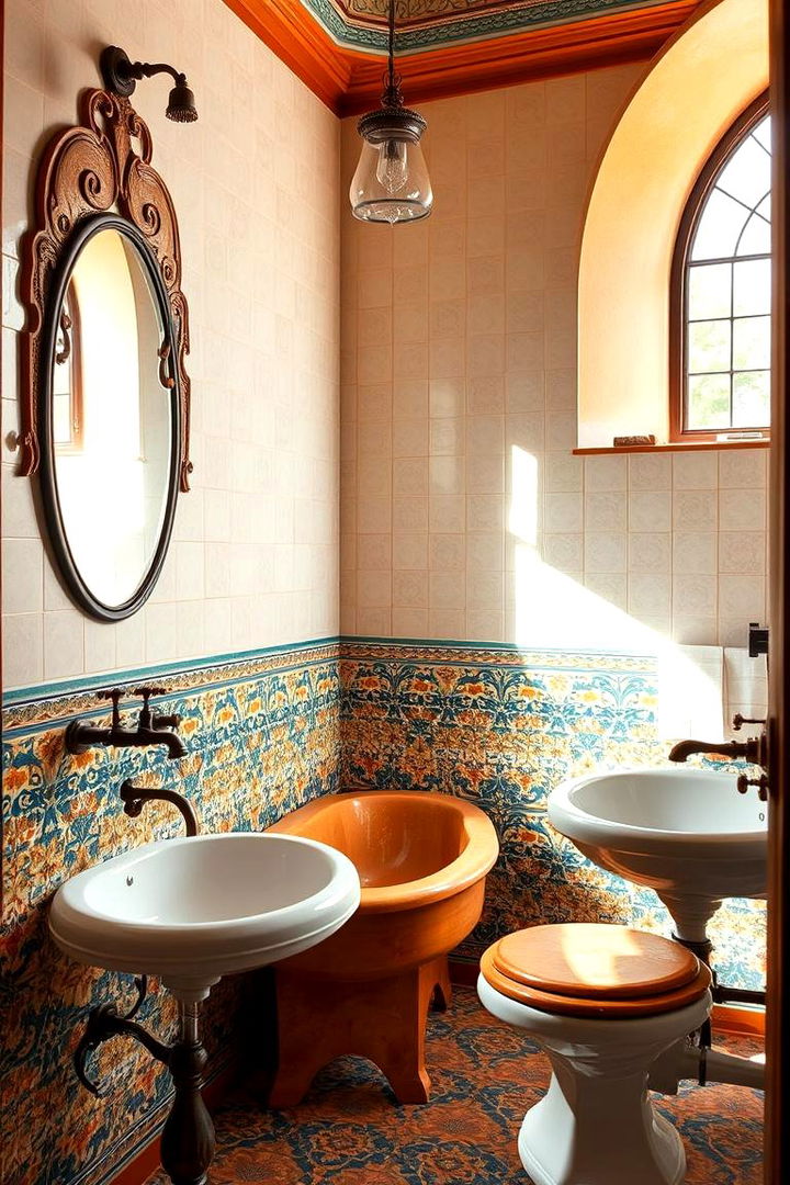 Moorish Tile Masterpiece - Spanish-Style Bathroom Designs for Rustic Luxury