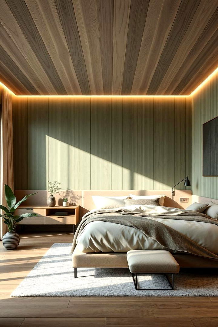 Natural Ambience With Green Panelling - Green Panelling Bedroom Ideas for Cozy and Chic Spaces