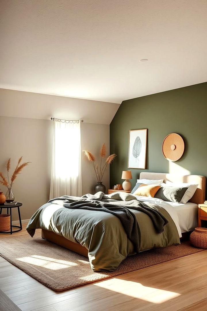 Natural Calm Sanctuary - Olive Green Bedroom Ideas for Calm Natural Spaces