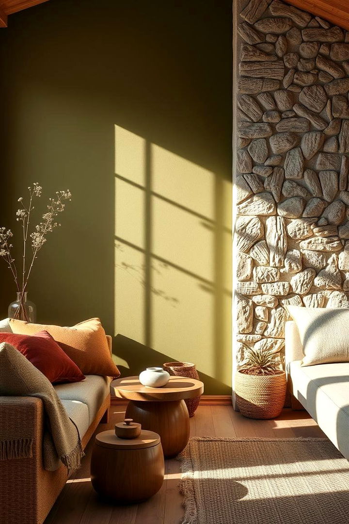 Natural Earthy Elegance - Olive Green Accent Wall Designs to Elevate Any Room