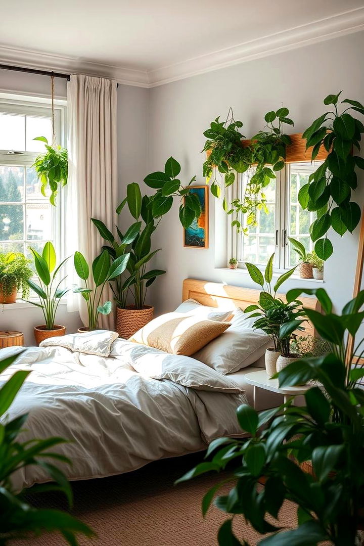 Natural Indoor Plant Oasis - Green Bedroom Decor Ideas for a Relaxing Retreat