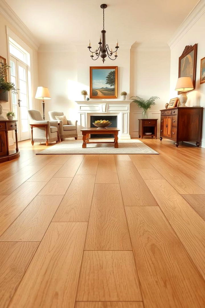 Natural Oak Elegance - Living Room Wood Floor Design Ideas & Inspiration