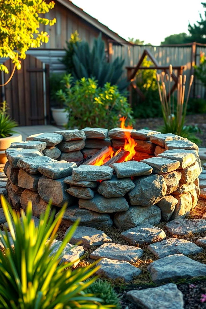 Natural Stacked Stone Fire Pit - Stunning Rock Fire Pit Ideas for Outdoor Gatherings