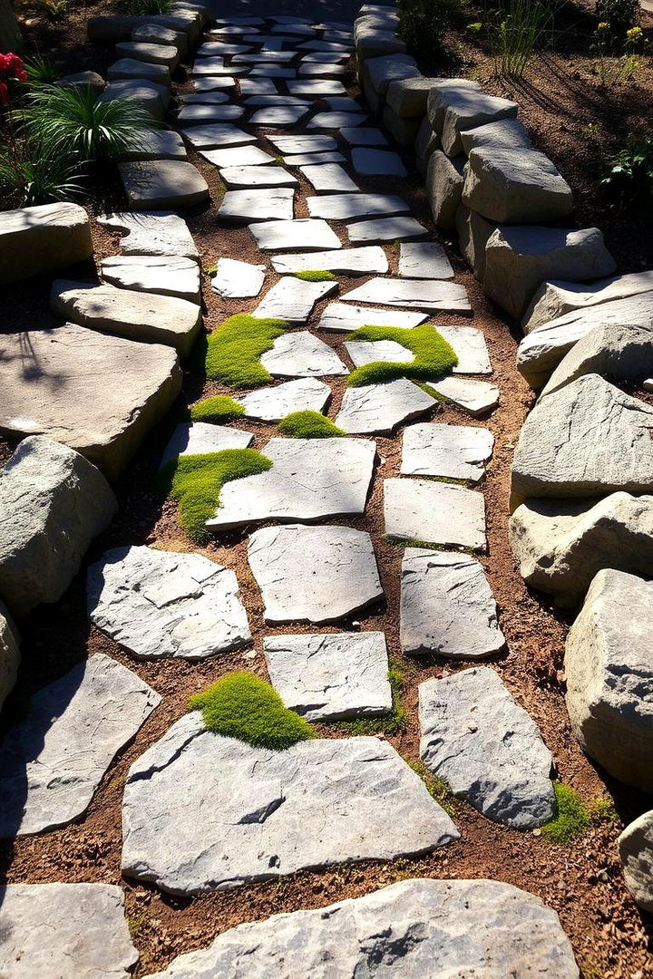 Natural Stone Charm - Stepping Stone Walkway Ideas for Charming Paths