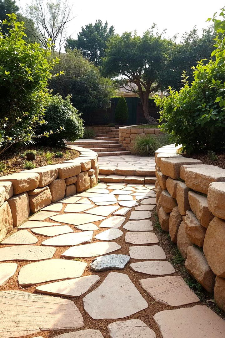 Natural Stone Curved Walkway - Curved Walkway Ideas for Enchanting Garden Paths
